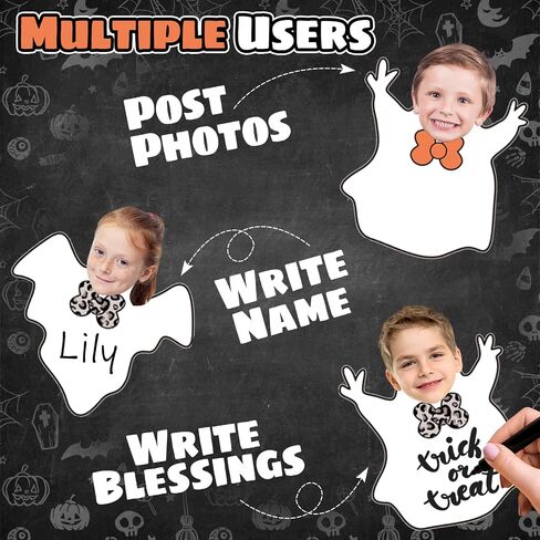 JarThenaAMCS 93 Pcs Halloween Ghost DIY Bulletin Board Decoration Funny Ghost Boo Paper Cutouts with 200 Pcs Glue Points for Halloween Birthday Party Classroom Photo in Saudi Arabia