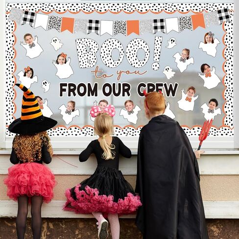 JarThenaAMCS 93 Pcs Halloween Ghost DIY Bulletin Board Decoration Funny Ghost Boo Paper Cutouts with 200 Pcs Glue Points for Halloween Birthday Party Classroom Photo in Saudi Arabia