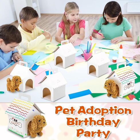 MBAIYO 30 Pcs Dog Party Favors Boxes, Adopt A Puppy Party Favors Boxes White Dog House Shaped Treat Gift Box with Handle & Ventilation Holes for Puppy Adoption Birthday Dogs Themed Parties in Saudi Arabia