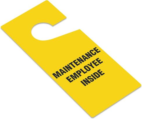 موظف الصيانة SmartSign داخل علامات شماعات الباب القياسية | 3.75 "× 8.875" بلاستيك ، أسود على حزمة صفراء من 6 ، مصنوعة في الولايات المتحدة الأمريكية in Saudi Arabia