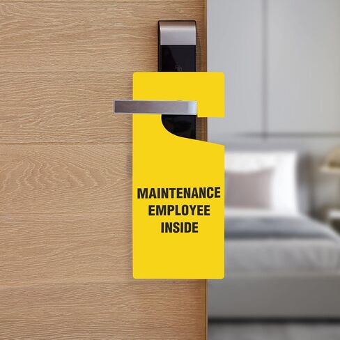 موظف الصيانة SmartSign داخل علامات شماعات الباب القياسية | 3.75 "× 8.875" بلاستيك ، أسود على حزمة صفراء من 6 ، مصنوعة في الولايات المتحدة الأمريكية in Saudi Arabia