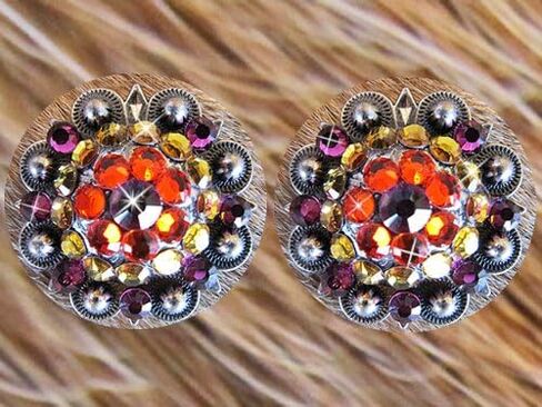 HILASON Set of 2 Western Screw Back Concho Fuchsia Topaz Crystal Bling Cowgirl Fuchsia, Hyacinth & Light Smoked Color in Saudi Arabia