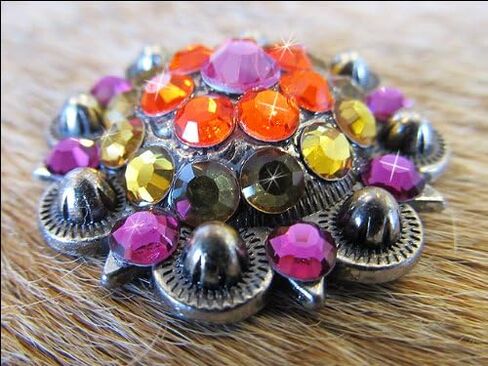 HILASON Set of 2 Western Screw Back Concho Fuchsia Topaz Crystal Bling Cowgirl Fuchsia, Hyacinth & Light Smoked Color in Saudi Arabia