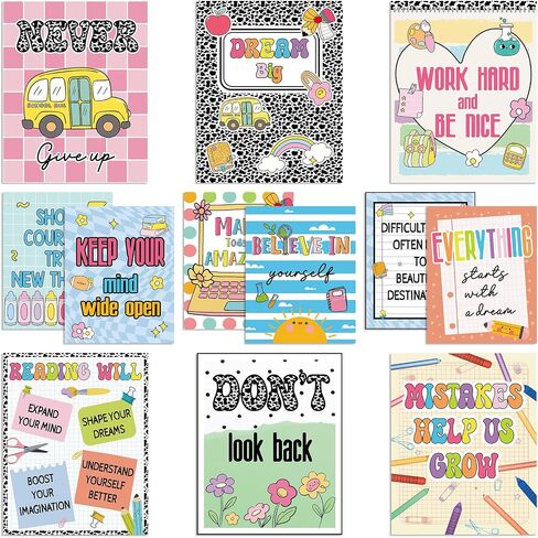 12Pcs Composition Classroom Diversity Posters Wall Decor Back to School Motivational Poster for Classroom Inspirational Quote Cutouts Composition Notebook Classroom Decor for Bulletin Board Wall Decor in Saudi Arabia
