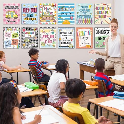 12Pcs Composition Classroom Diversity Posters Wall Decor Back to School Motivational Poster for Classroom Inspirational Quote Cutouts Composition Notebook Classroom Decor for Bulletin Board Wall Decor in Saudi Arabia