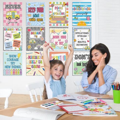 12Pcs Composition Classroom Diversity Posters Wall Decor Back to School Motivational Poster for Classroom Inspirational Quote Cutouts Composition Notebook Classroom Decor for Bulletin Board Wall Decor in Saudi Arabia