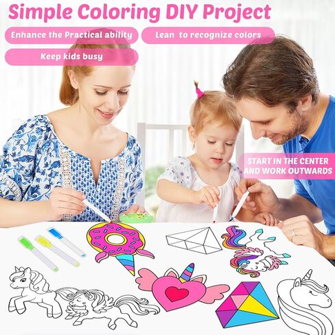 30 Pcs Unicorn Painting Arts Crafts for Kids Window Suncatchers Craft Kits DIY Unicorn Coloring Crafts Window Cling Stickers with Markers Colorful Rainbow Theme Party Gifts for Home Classroom Decor in Saudi Arabia