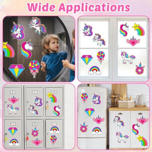 30 Pcs Unicorn Painting Arts Crafts for Kids Window Suncatchers Craft Kits DIY Unicorn Coloring Crafts Window Cling Stickers with Markers Colorful Rainbow Theme Party Gifts for Home Classroom Decor in Saudi Arabia