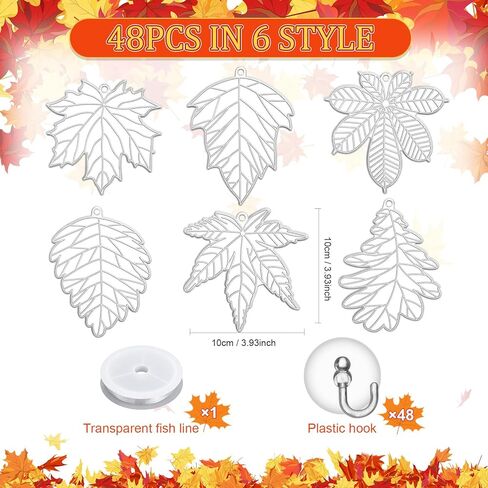 Roundfunny 60 مجموعات Fall Leaf Suncatchers الخريف زخارف الزخارف DIY نافذة Art Suncatchers الخريف Maple Leaf Craft Kits لنشاط الفصول in Saudi Arabia