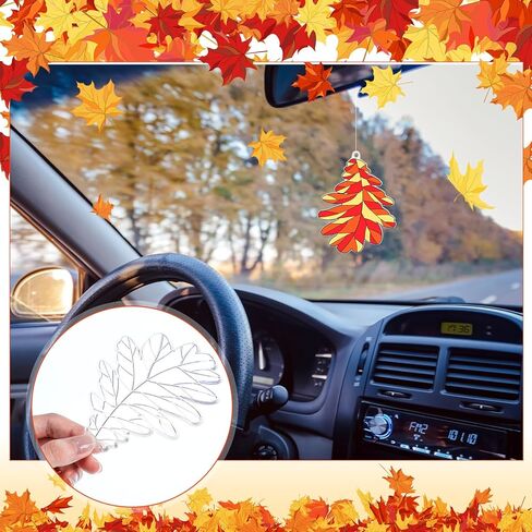 Roundfunny 60 مجموعات Fall Leaf Suncatchers الخريف زخارف الزخارف DIY نافذة Art Suncatchers الخريف Maple Leaf Craft Kits لنشاط الفصول in Saudi Arabia