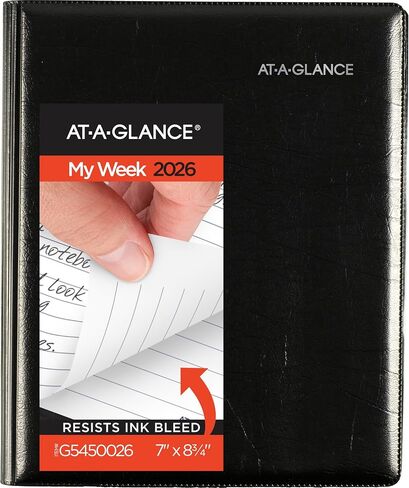 At-A-Glance 2026 Planner ، Weekly & Monthly ، 7 "× 8.75" ، متوسطة ، قابلة لإعادة التعبئة ، التنفيذي ، Dayminder ، Black (G5450026) in Saudi Arabia