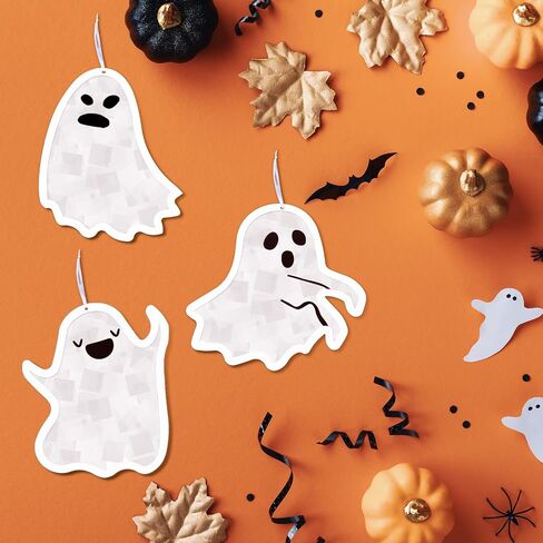 24 Sets Ghost Crafts Halloween Tissue Paper Craft Kits Make Your Own Ghost Suncatchers Hanging Ornament DIY for Halloween Party Trick or Treat Party Supplies Classroom Actives in Kuwait