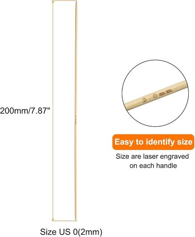 Harfington 8pcs Bamboo الحياكة إبر مزدوجة الحجم المدبب الولايات المتحدة 1 (2.25 ملم) 7.9 بوصة (20 سم) مباشرة لمشاريع خيوط الحياك in Saudi Arabia