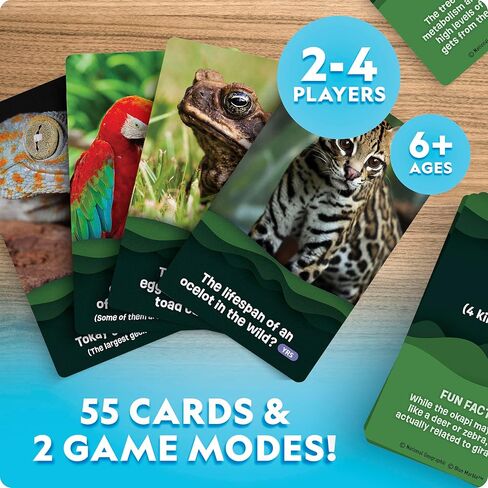 National Geographic National أي شخص تخمين Rainforest Animals Trivia Cards - لعبة بطاقة أطفال Trivia مع 55 بطاقة Jumbo ، ألعاب الحيوانات ، لعبة التوافه in Saudi Arabia