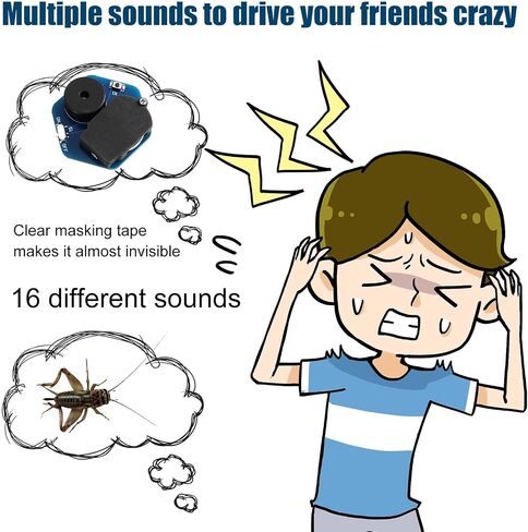صانع الضوضاء الكريكيت مزحة ، جهاز مزحة هندسي سداسي مع 16 أصواتا آلة ضوضاء مزعجة مخفية للمدرسة والسيارة Office Office Office (الأزرق) in Kuwait