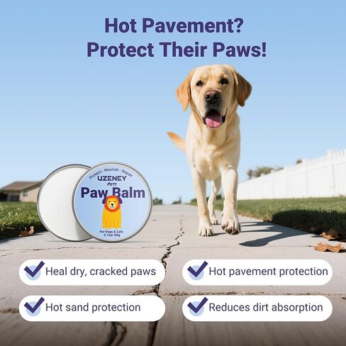 Lick-Safe Dog Paw Balm & Nose Balm | Natural Ingredients with Coconut Oil for Dry Cracked Paw Pads | Cat Paw Wax and Moisturizer, Nose Butter | Hot Pavement and Winter Proetection, 2.1oz in Kuwait