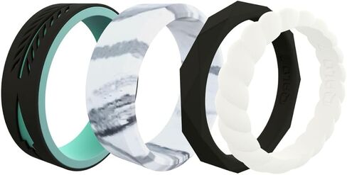 مجموعة هدايا خاتم زفاف من السيليكون المطاطي للسيدات من QALO، مقاس مريح، مجموعة خواتم زفاف من السيليكون للنساء، قابلة للتنفس، شريط سيليكون متين للخطوبة، أنماط متعددة، مقاسات متعددة in Kuwait