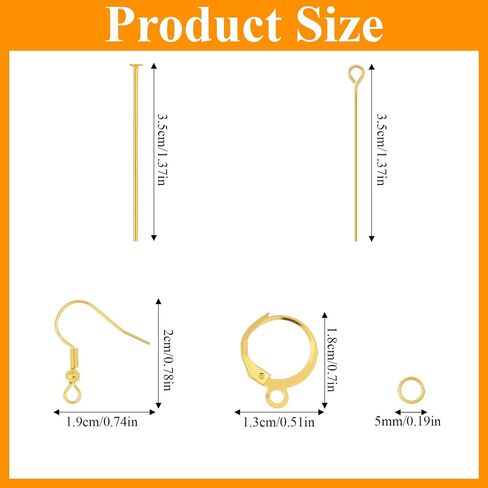 180pcs Leverback Hooks for Earring Making Iron Jewerly Findings Supplies Flat Head Pins for DIY Jewerly Making Earring Hooks Making Kit with Jump Rings in Saudi Arabia