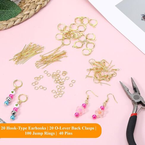 180pcs Leverback Hooks for Earring Making Iron Jewerly Findings Supplies Flat Head Pins for DIY Jewerly Making Earring Hooks Making Kit with Jump Rings in Saudi Arabia