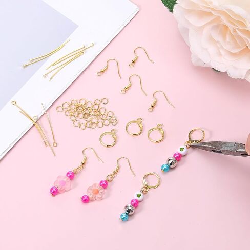 180pcs Leverback Hooks for Earring Making Iron Jewerly Findings Supplies Flat Head Pins for DIY Jewerly Making Earring Hooks Making Kit with Jump Rings in Saudi Arabia