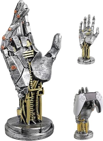 Decor Cyberpunk Decor Hand Silverhand Mechanical ، حامل وحدة تحكم الألعاب ، 9.6 بوصة إكسسوارات مكتب ألعاب الراتنج للغرفة ، الشرفة ، الرف ، ديكور المنزل in Saudi Arabia