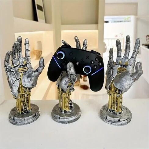 Decor Cyberpunk Decor Hand Silverhand Mechanical ، حامل وحدة تحكم الألعاب ، 9.6 بوصة إكسسوارات مكتب ألعاب الراتنج للغرفة ، الشرفة ، الرف ، ديكور المنزل in Saudi Arabia