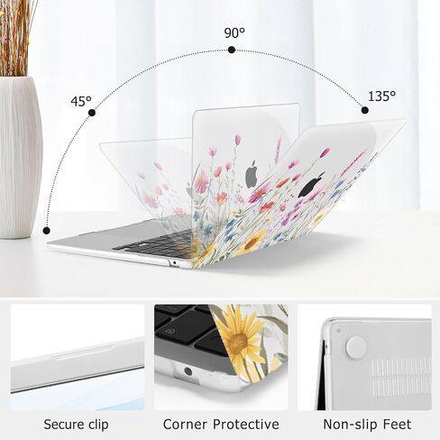 Moseso متوافق مع MacBook Air 13 بوصة الحالة 2025 2024 2023 2022 M4 A3240 M3 A3113 M2 A2681 ، قشرة بلاستيكية صلبة وحماية لوحة المفاتيح وحامي شاشة MacBook Air 13.6 بوصة ، زهرة ملونة in Saudi Arabia