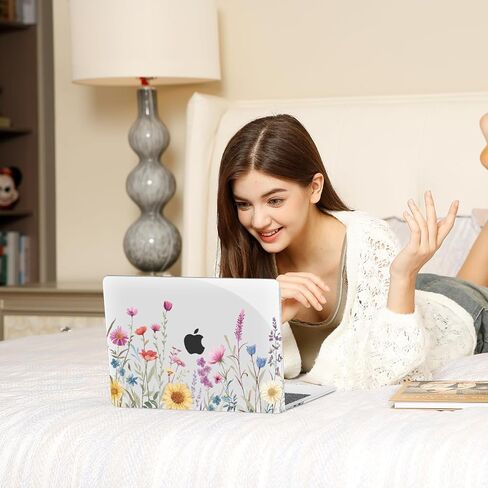 Moseso متوافق مع MacBook Air 13 بوصة الحالة 2025 2024 2023 2022 M4 A3240 M3 A3113 M2 A2681 ، قشرة بلاستيكية صلبة وحماية لوحة المفاتيح وحامي شاشة MacBook Air 13.6 بوصة ، زهرة ملونة in Saudi Arabia