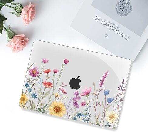 Moseso متوافق مع MacBook Air 13 بوصة الحالة 2025 2024 2023 2022 M4 A3240 M3 A3113 M2 A2681 ، قشرة بلاستيكية صلبة وحماية لوحة المفاتيح وحامي شاشة MacBook Air 13.6 بوصة ، زهرة ملونة in Saudi Arabia