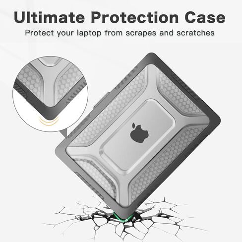 MOSISO Compatible with MacBook Air 13 inch Case 2024 2023 2022 M3 A3113 M2 A2681, Honeycomb Heavy Duty TPU Bumper Plastic Hard Case with Fold Kickstand&Keyboard Cover for MacBook Air 13.6&Bag, Black in Saudi Arabia