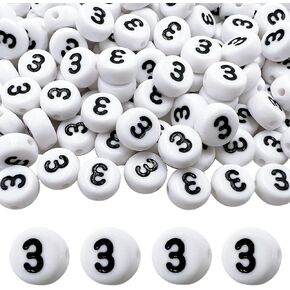 MIIIM 200 PCS Serif Number 1 Beads for Bracelets ، 4x7mm Round Number Beads 1 for Phone Figits ، and keychains ، chlace (Digit 1) in Kuwait