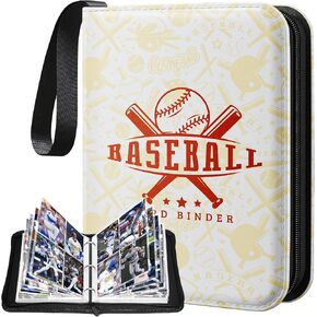 Baseball Card Binder 4 Pocket, Trading Card Binder 400 Pockets for Topps Cards 2025, PU Leather Baseball Card Holder with 50 Removable Card Sleeves, TCG Binders Gift for Boys and Girls in Saudi Arabia