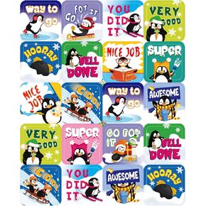 ea aceate 500 pcs penguin ملصقات تحفيزية للأطفال لطيف شتاء البطريق المقاوم للماء ملونة الرسوم المتحركة ملصقات مكافأة المعلم الملهمة للطلاب اختبارات الواجبات المنزلية in Kuwait
