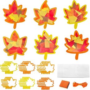 Joincci Fall Maple Leaves Kit For Kids- 36pcs عيد الشكر مع ملصقات مسبقة ، وأوراق الأنسجة ، وإمدادات الحرف اليدوية للعودة إلى Schoo Harvest Archate Dend in Kuwait