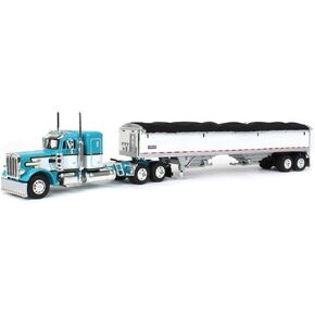 DCP 1/64 Teal & White Peterbilt 359 36in Flattop Sleeper w/Wilson Commander Grain Trailer 60-1685 in Kuwait