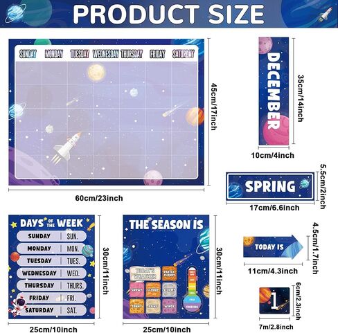 Outer Space Calendar Bulletin Board Set for Classroom Decoration Galaxy themed Calendar Season Weather Chart Astronaut Simply CTP Paper-Cuts for Back to School Teacher Nursery Chalkboard Wall Decor in Saudi Arabia