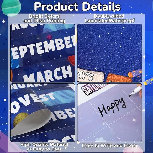 Outer Space Calendar Bulletin Board Set for Classroom Decoration Galaxy themed Calendar Season Weather Chart Astronaut Simply CTP Paper-Cuts for Back to School Teacher Nursery Chalkboard Wall Decor in Saudi Arabia