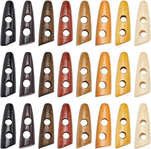 GORGECRAFT 80Pcs 8 Colors Oval Wooden Buttons 1.18x0.4 Horn Shaped Toggle Wood Button Accessories 2 Holes Sweater Coats Buttons Replacement for Clothing Sewing DIY Art Craft Projects, Hole: 5mm in Saudi Arabia