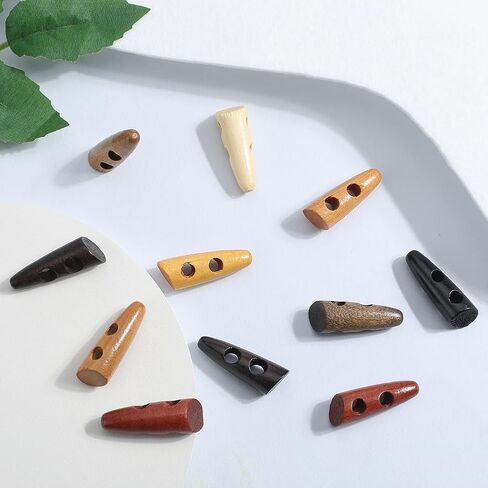 GORGECRAFT 80Pcs 8 Colors Oval Wooden Buttons 1.18x0.4 Horn Shaped Toggle Wood Button Accessories 2 Holes Sweater Coats Buttons Replacement for Clothing Sewing DIY Art Craft Projects, Hole: 5mm in Saudi Arabia