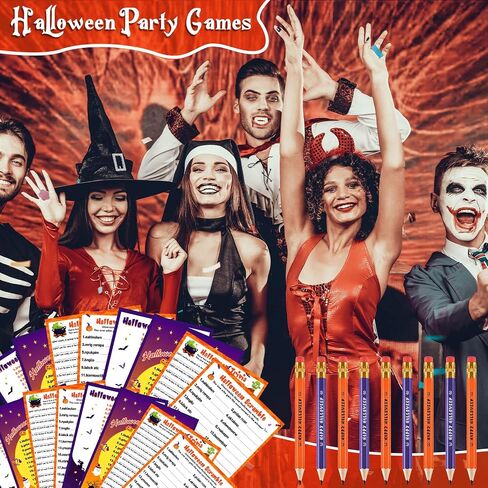 Kathfly 120 Pcs Halloween Games for Adults Include 2 Sets 40 Halloween Games Cards 20 Answer Cards and 20 Pencils, Baby Shower Party Supplies Word Scramble for Adults Groups (Horrible) in Saudi Arabia