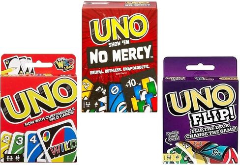 Mattel Uno No Mercy, Uno and Flip Card Game, Combo Pack of 3 in Saudi Arabia