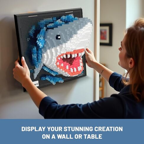 SHARK Animal 3D Wall Art Micro Mini Building Clusts للبالغين ، ديكور جدار منزلي فريد أو عرض على الطاولة ، لا متوافق مع LEGO ، لعبة عيد ميلاد مثالية للأطفال المراهقين (2166 PCS) in Kuwait