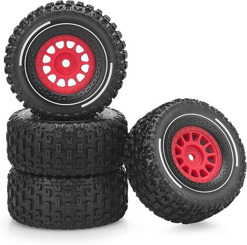 daitoku 12mm Hex RC Wheels and Tires, daitoku RC Truck Tires for Arrma Mojave Grom Mega 380 223S BLX 1/16 RC Truck Car (Style A) - Black in Kuwait