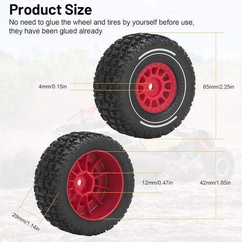 daitoku 12mm Hex RC Wheels and Tires, daitoku RC Truck Tires for Arrma Mojave Grom Mega 380 223S BLX 1/16 RC Truck Car (Style A) - Black in Kuwait