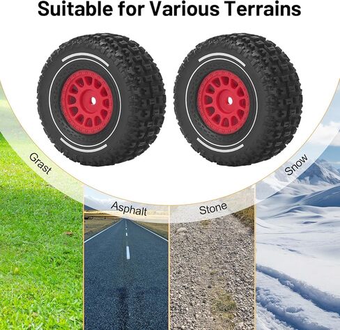 daitoku 12mm Hex RC Wheels and Tires, daitoku RC Truck Tires for Arrma Mojave Grom Mega 380 223S BLX 1/16 RC Truck Car (Style A) - Black in Kuwait