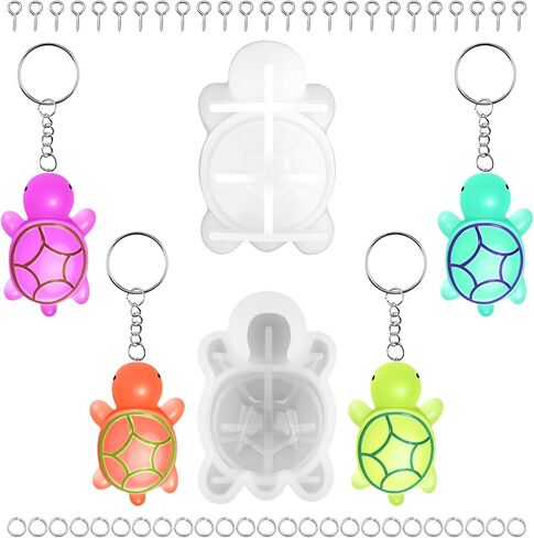 1Set Small Turtle Silicone Molds, Mini Cute Turtle Shape Resin Silicone Molds, 3D Animal Siliconeing Mold for Epoxy Resin, Animal Turtles Molds Set Key Ring Accessory in Saudi Arabia