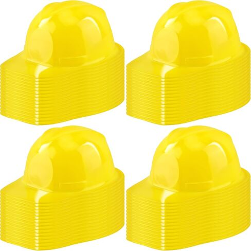 60 Pack Kids Plastic Construction Hat Bulk Construction Worker Hard Hats Caps Party Hats for Boys Girls Halloween Cosplay (Color Set 1 (Yellow)) in Saudi Arabia