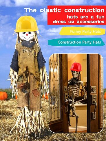 60 Pack Kids Plastic Construction Hat Bulk Construction Worker Hard Hats Caps Party Hats for Boys Girls Halloween Cosplay (Color Set 1 (Yellow)) in Saudi Arabia
