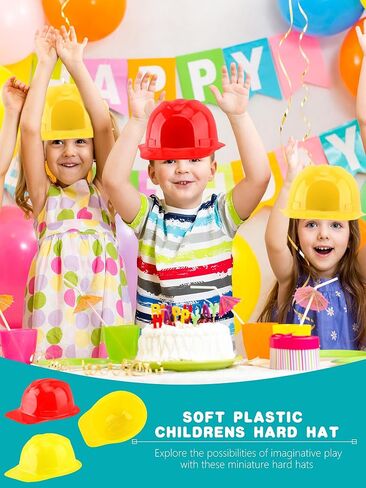 60 Pack Kids Plastic Construction Hat Bulk Construction Worker Hard Hats Caps Party Hats for Boys Girls Halloween Cosplay (Color Set 1 (Yellow)) in Saudi Arabia