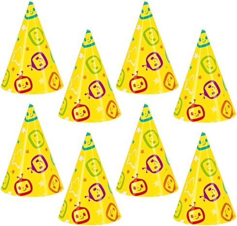 قبعات Cocomelon Mini Party - (حزمة من 8) - تصميم نابض بالحياة ورائع - مثالي لأعياد الميلاد والأحداث in Saudi Arabia